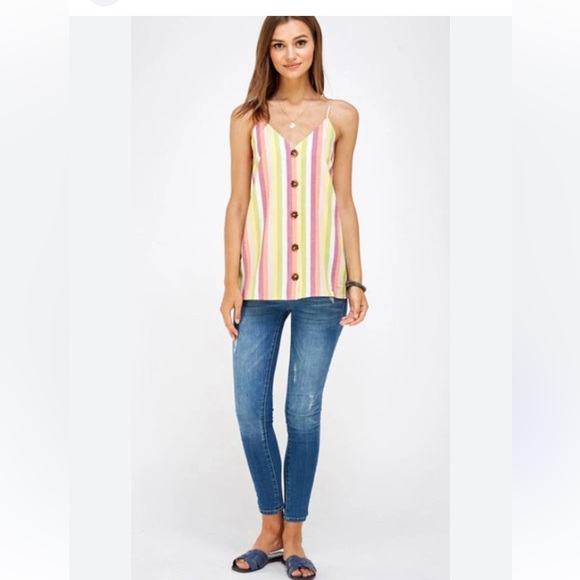 NWT!! FSL Apparel the Amani Multi-Colored Vertical Striped Tank Top - Picture 2 of 10